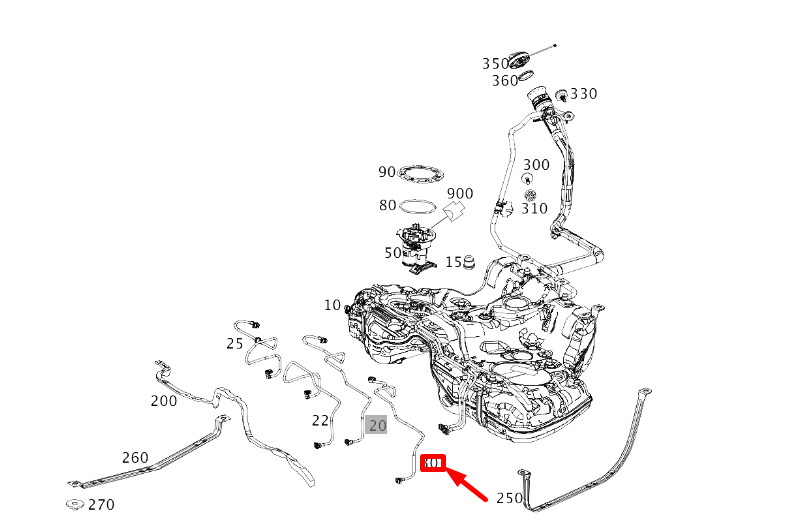 new mercedes-benz s w222 return fuel line a2224701764 original