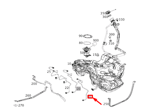 new mercedes-benz s w222 return fuel line a2224701764 original