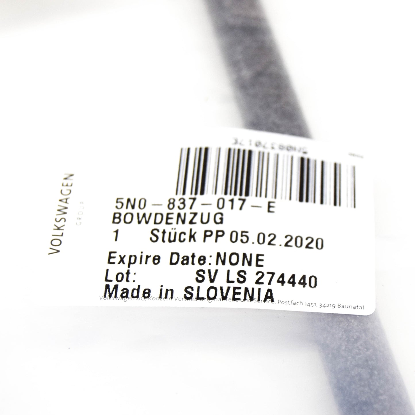 NEW VW TIGUAN 5N MOUNTING BAR DOOR LOCK BOWDEN CABLE 5N0837017E ORIGINAL