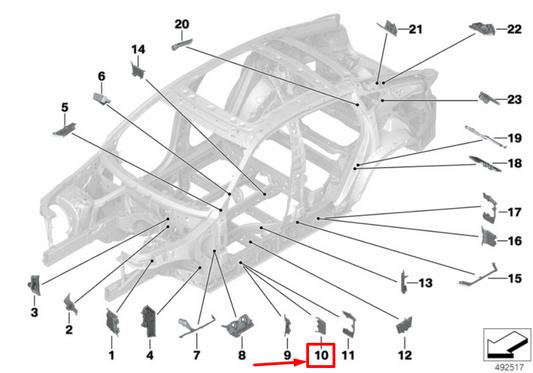 new bmw x6g06 front right center door sill shaped 41009879588 9879588 original