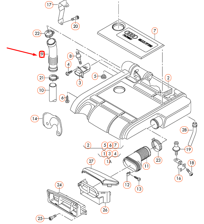NEW AUDI A3 8P ENGINE AIR INTAKE HOSE 06F129627H ORIGINAL