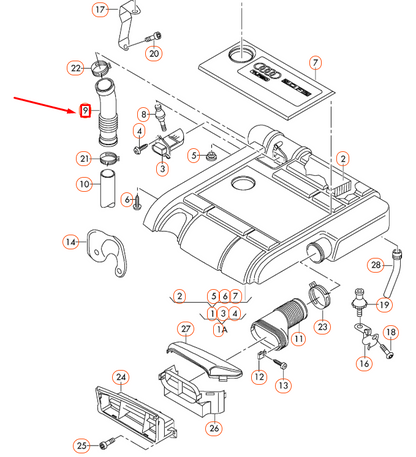 NEW AUDI A3 8P ENGINE AIR INTAKE HOSE 06F129627H ORIGINAL