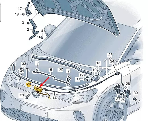 NEW VOLKSWAGEN ID.4 E21FRONT BONNET HOOD LID LOCK RHD 11C823509B ORIGINAL