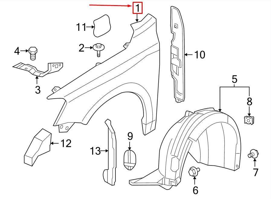 NEW VW JETTA MK6 16 FRONT LEFT FENDER 5C6821105A ORIGINAL