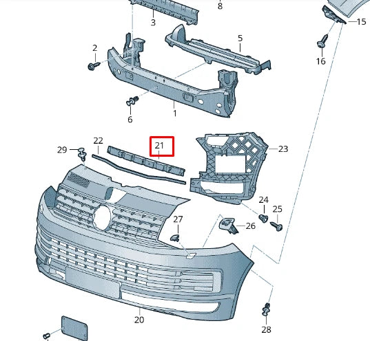 NEW VOLKSWAGEN TRANSPORTER T6 FRONT BUMPER FOAM 7E0807551B
