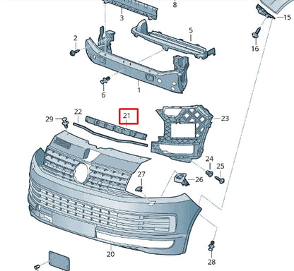 NEW VOLKSWAGEN TRANSPORTER T6 FRONT BUMPER FOAM 7E0807551B