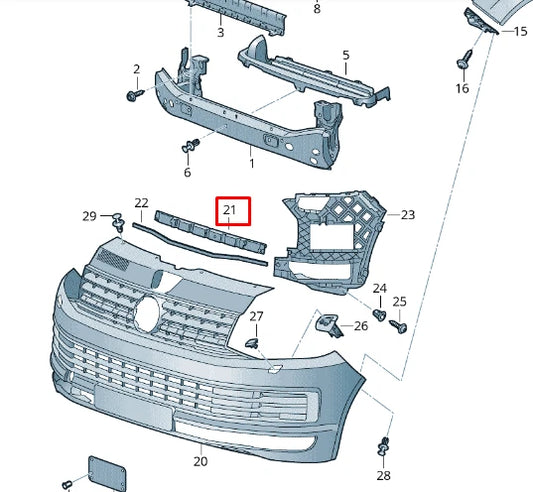 NEW VOLKSWAGEN TRANSPORTER T6 FRONT BUMPER FOAM 7E0807551B