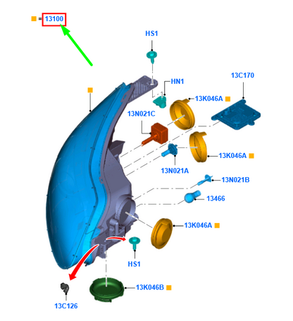 new ford focus mk3 c346 front right headlight rhd 1856838 original