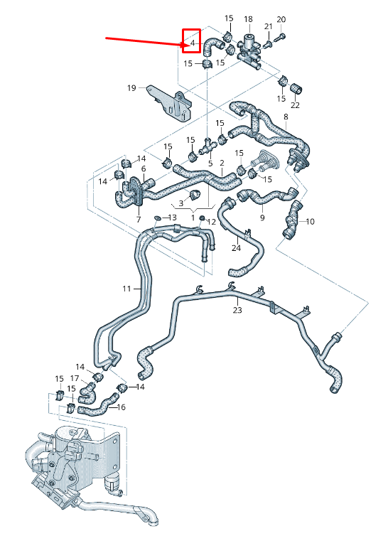 new audi a5 8t engine coolant hose 8k1265355p original