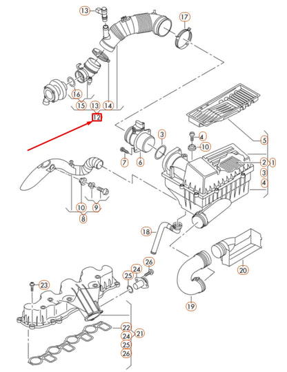 NEW VOLKSWAGEN GOLF 5K MK6 ENGINE AIR INTAKE HOSE 1K0129654BC ORIGINAL