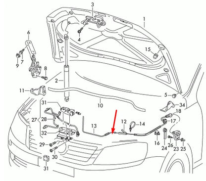 NEW VW PASSAT B6 BONNET HOOD RELEASE LOCK CABLE RHD 3C2823531A ORIGINAL
