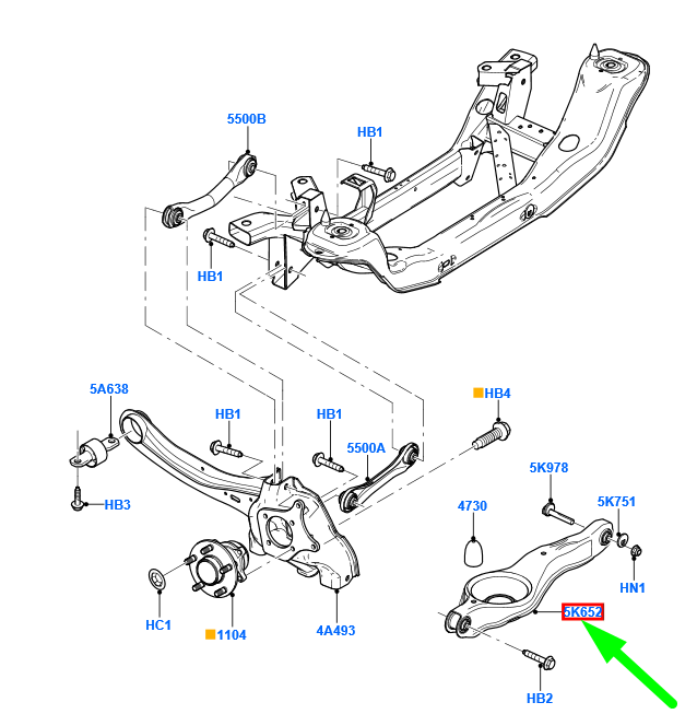 new ford focus mk2 rear wishbone track control arm 4m51-5k652-cb 1548460
