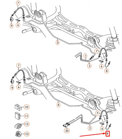 NEW AUDI A3 8P REAR LEFT BRAKE PIPE 1K0611763E ORIGINAL