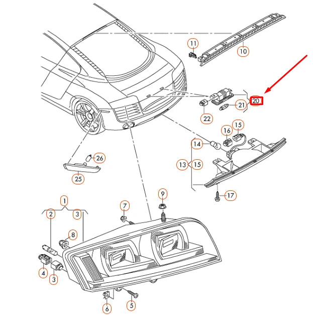 NEW AUDI R8 42 LICENSE PLATE LIGHT 6Q0943021B