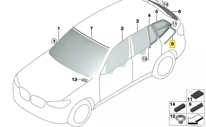 NEW BMW X3 G01 M F97 REAR RIGHT SIDE WINDOW FINISHER TRIM 51377410074 ORIGINAL