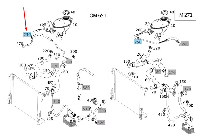 new mercedes-benz c w204 expansion tank bleed line a2045013325 original