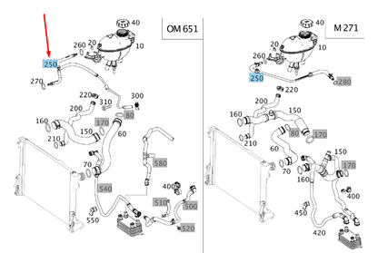 new mercedes-benz c w204 expansion tank bleed line a2045013325 original