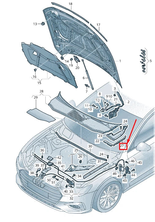 NEW AUDI A6 4A C8 LEFT BONNET SEAL 4K0823731