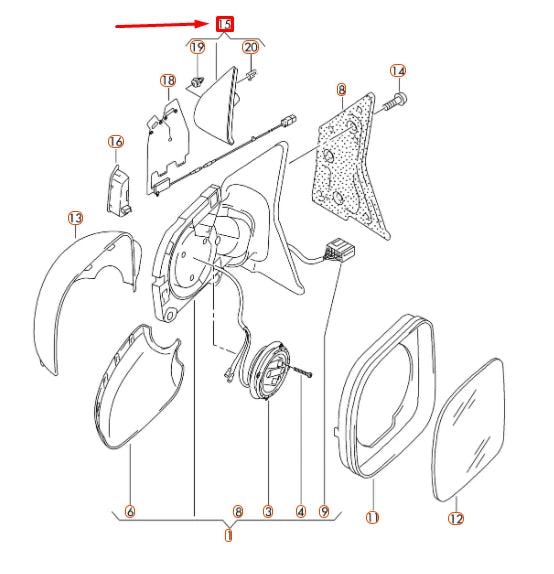 NEW VW TRANSPORTER T5 FRONT RIGHT MIRROR TRIANGLE COVER 7H0857538A9B9 ORIGINAL