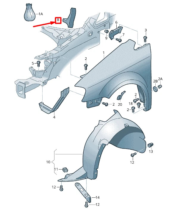 NEW VOLKSWAGEN CADDY 2K MK3 FRONT WING INSULATION 1T0864237C