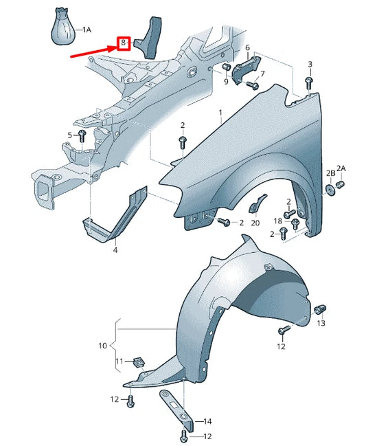 NEW VOLKSWAGEN CADDY 2K MK3 FRONT WING INSULATION 1T0864237C