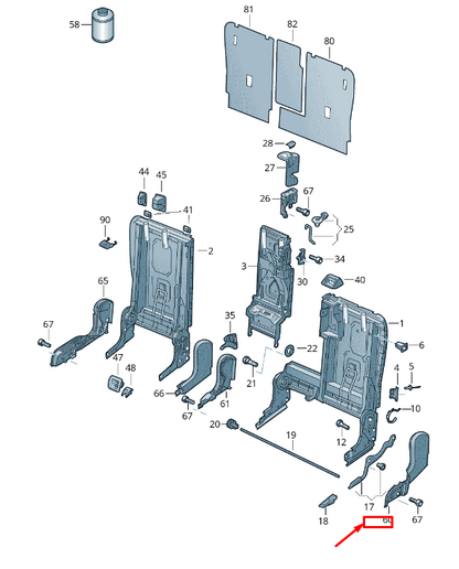 NEW VW TOUAREG 7P REAR LEFT OUTER SEATBACK FITT. COVER CAP 7P0885787DNX1