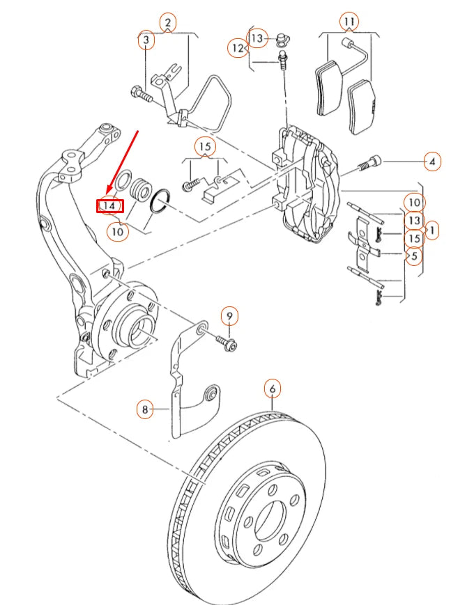 NEW AUDI A8 D2 FRONT FIXED CALLIPER GASKET SET 4D0615507 ORIGINAL