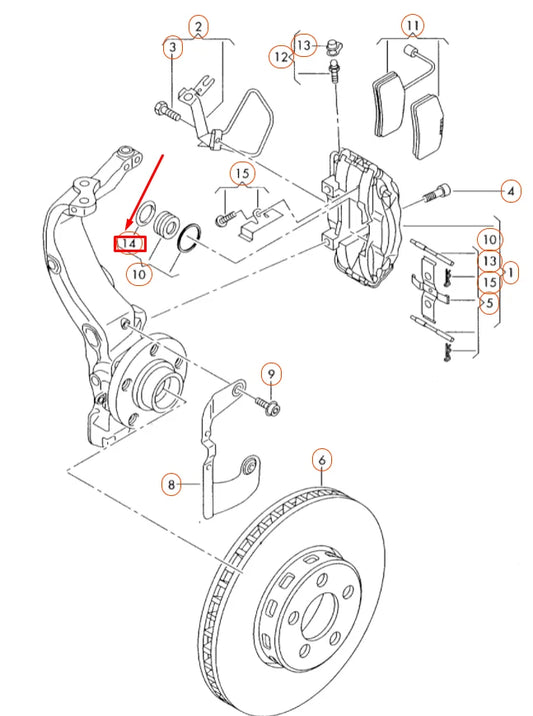 NEW AUDI A8 D2 FRONT FIXED CALLIPER GASKET SET 4D0615507 ORIGINAL