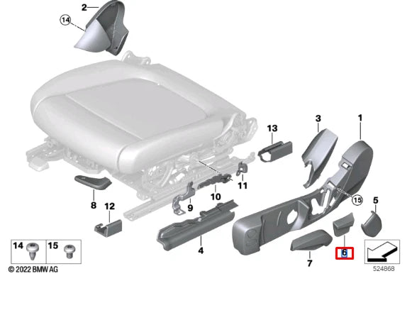 NEW BMW 3 G20 G28 FRONT LEFT BACKREST ANGLE LEVER 52107415097 ORIGINAL