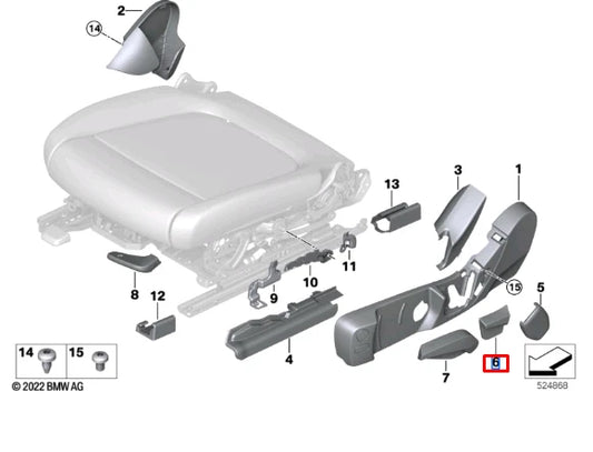 NEW BMW 3 G20 G28 FRONT LEFT BACKREST ANGLE LEVER 52107415097 ORIGINAL