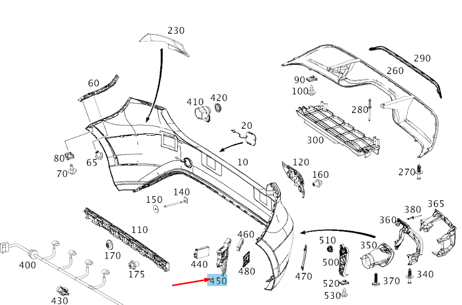 new mercedes-benz a w176 rear right bumper mounting rail a1768855800 original