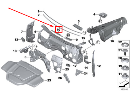 new bmw x3 g01 bulkhead sound insulation hold-down 51487398015 7398015 original