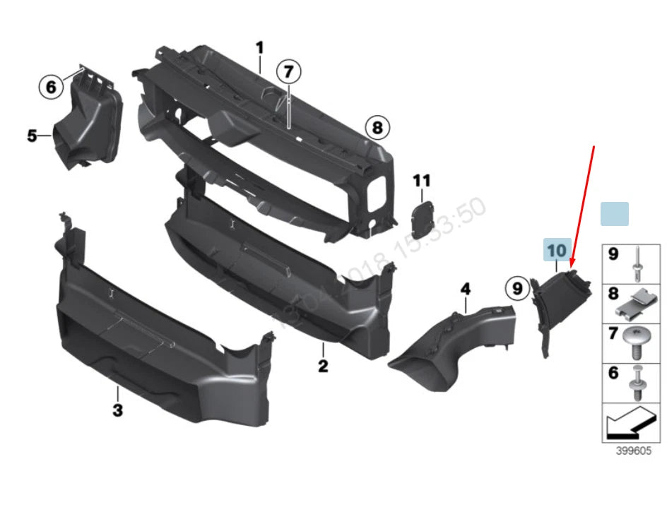 NEW BMW 3 GT F34 RADIATOR RIGHT INNER AIR DUCT 51747293730 7293730 2016 ORIGINAL