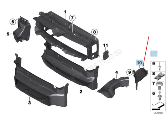 NEW BMW 3 GT F34 RADIATOR RIGHT INNER AIR DUCT 51747293730 7293730 2016 ORIGINAL