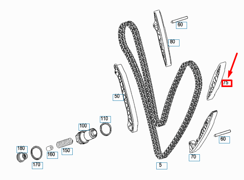 NEW MERCEDES-BENZ C W204 TOP LEFT TIMING CHAIN GUIDE RAIL A2720521516 ORIGINAL