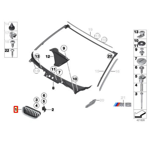 NEW BMW 6 F12 FRONT BUMPER LEFT SIDE RADIATOR GRILLE 51137212855 ORIGINAL