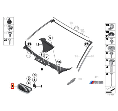 NEW BMW 6 F12 FRONT BUMPER LEFT SIDE RADIATOR GRILLE 51137212855 ORIGINAL