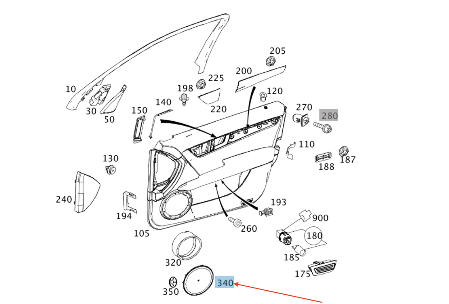 new mb c w205 front door loudspeaker cover trim a20472001899051 original