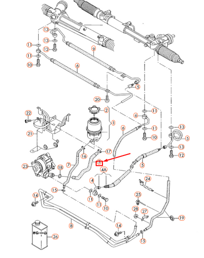 NEW AUDI A6 C6 POWER STEERING INTAKE HOSE 4F0422887R ORIGINAL
