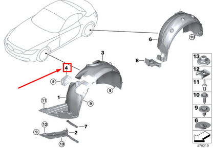 new bmw z4 e89 front left wheel arch liner cover cap 51717149449 7149449
