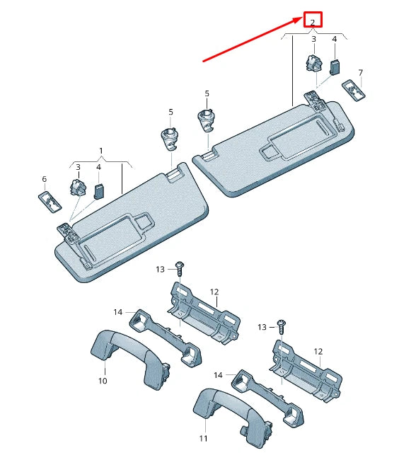 NEW VW TOURAN 5T RIGHT SIDE SUN VISOR 5TA857552T3H8 5TA857552T 3H8 ORIGINAL