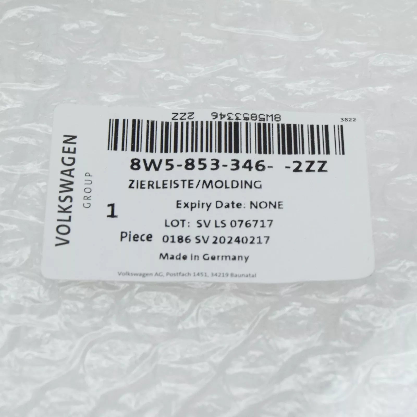 NEW AUDI A4 B9 REAR RIGHT SIDE WINDOW TRIM STRIP 8W58533462ZZ ORIGINAL