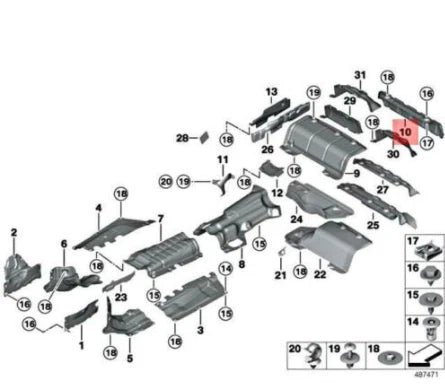 NEW BMW 3 F30 REAR MUFFLER HEAT PROTECTION 51487325309 ORIGINAL