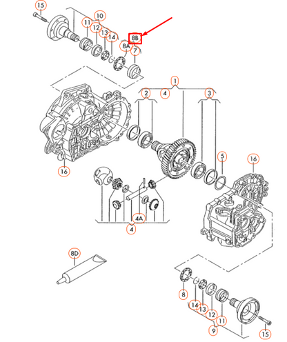 new audi a1 8x manual transmission right output shaft seal02j409528c original