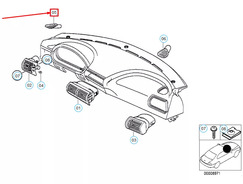 NEW BMW Z3 E36 LEFT DEFROSTER NOZZLE COVERING 64228399951 8399951 ORIGINAL
