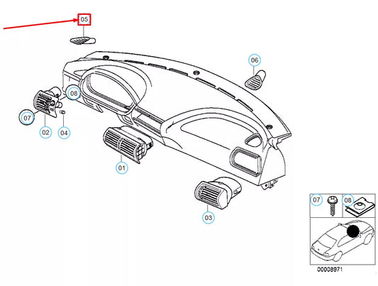 NEW BMW Z3 E36 LEFT DEFROSTER NOZZLE COVERING 64228399951 8399951 ORIGINAL