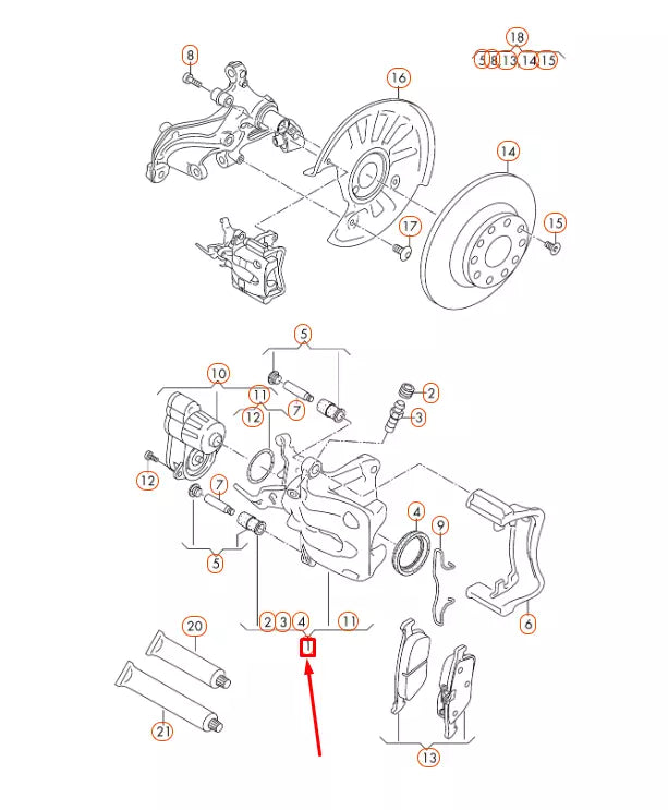 NEW AUDI A3 8V REAR RIGHT BRAKE CALIPER HOUSING 8V0615424E ORIGINAL