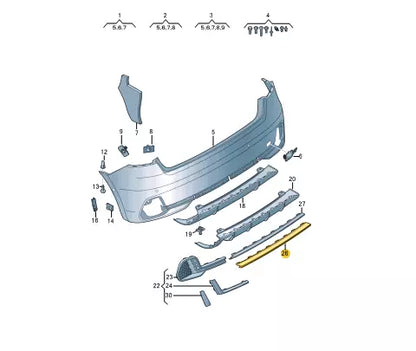 NEW AUDI A1 SPORTBACK GBA REAR BUMPER CENTER MOLDING 82A8076441RR