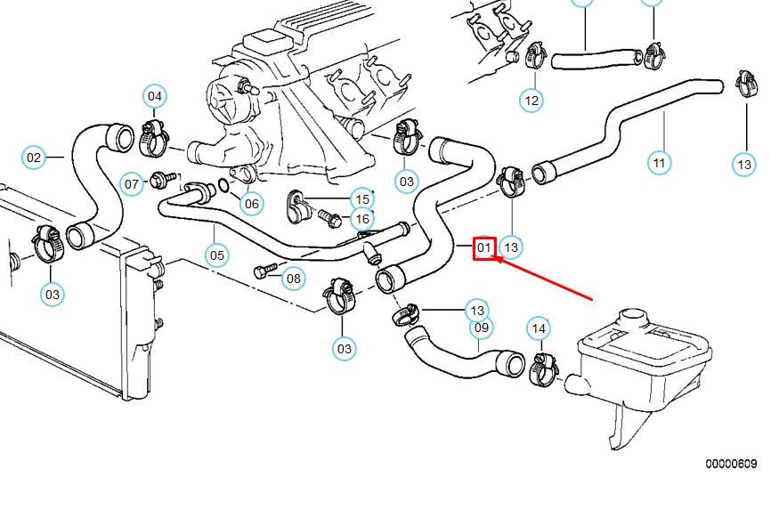 NEW BMW 3 E36 COOLING SYSTEM WATER HOSE 11532244752 2244752 ORIGINAL