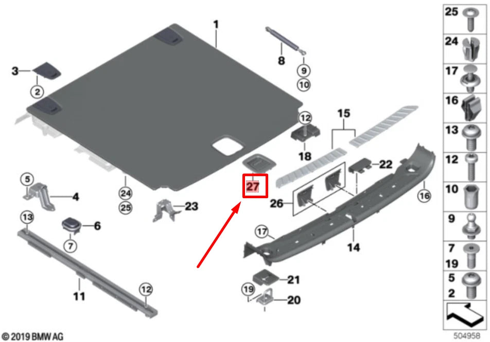 NEW BMW X3 G01, F97 REAR LUGGAGE FLOOR CARPET HANDLE 9471108 51479471108